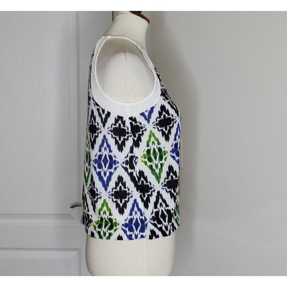 Ann Taylor  Knit Top Halter Printed White Multicolor - Picture 4 of 8